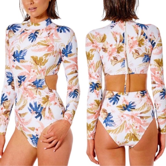 Rip Curl Other - Rip Curl Sunset Waves Long Sleeve Floral One Piece Surf Swimsuit NWT Women’s L